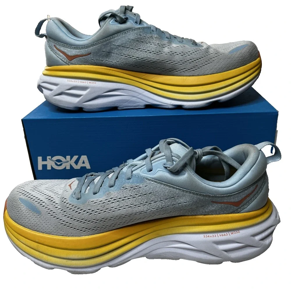 HOKA Bondi 8 Shoes Womens 11B / Men's 10B Cushioned Running Walking Trainers - Picture 2 of 15